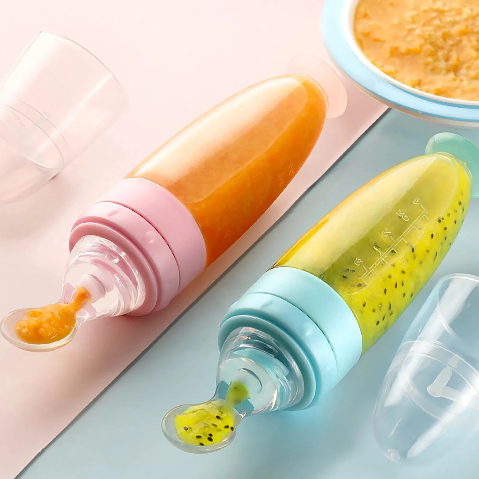 Biberón de silicona flexible y seguro para bebés y niños