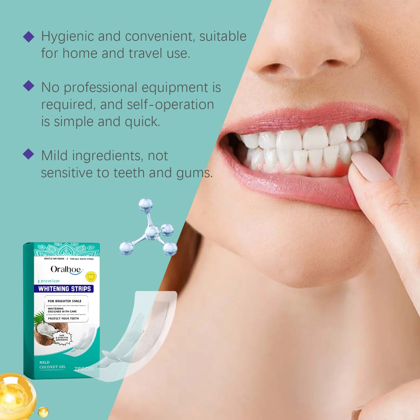 Tiras Blanqueadoras Dentales de Coco Oralhoe - Pack 10 Unidades