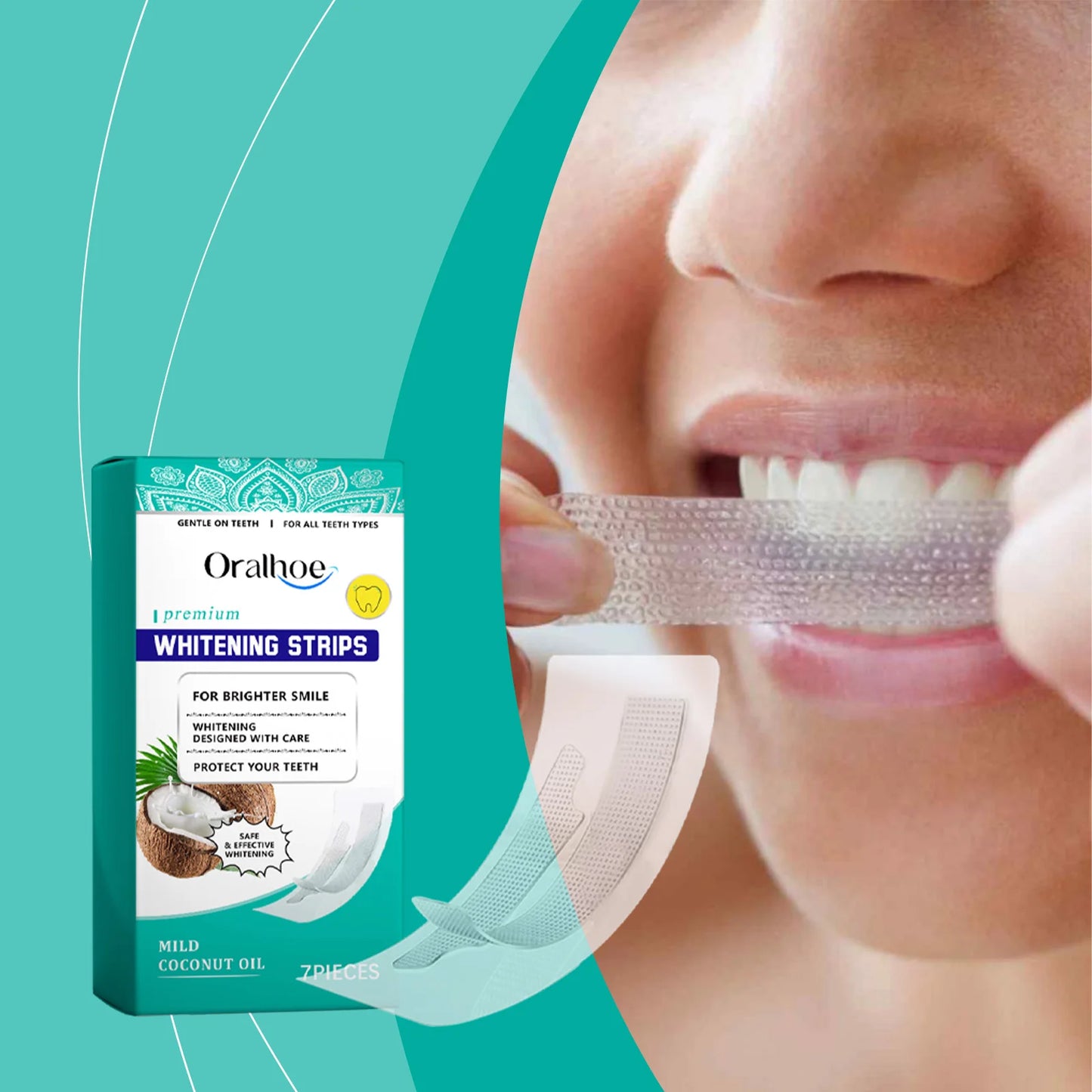 Tiras Blanqueadoras Dentales de Coco Oralhoe - Pack 10 Unidades