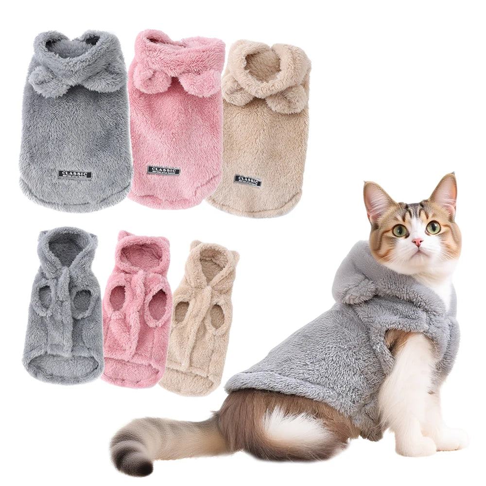 Abrigo con capucha para gatos pequeños y medianos