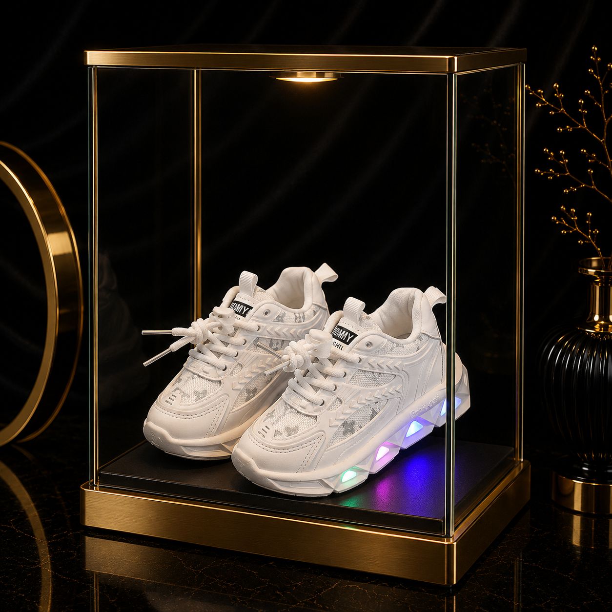 Zapatos de cuero con luces LED para bebés y niños pequeños