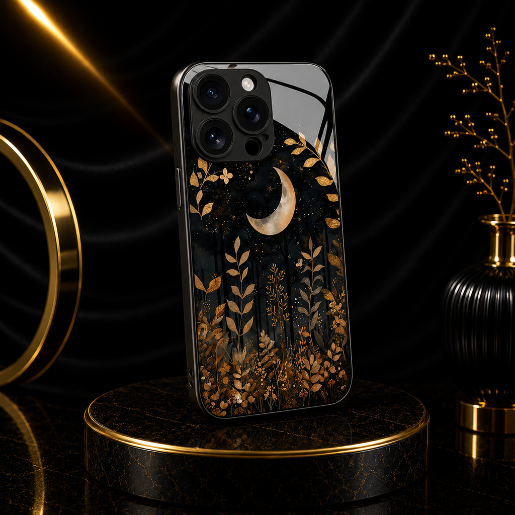 Funda minimalista de vidrio templado con estampado de hierba para iPhone