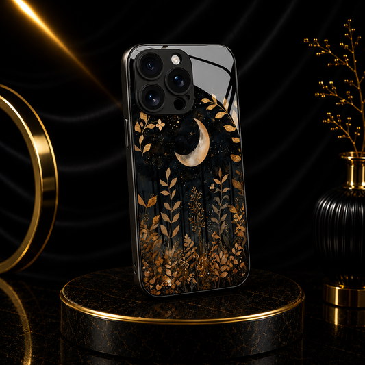 Funda minimalista de vidrio templado con estampado de hierba para iPhone